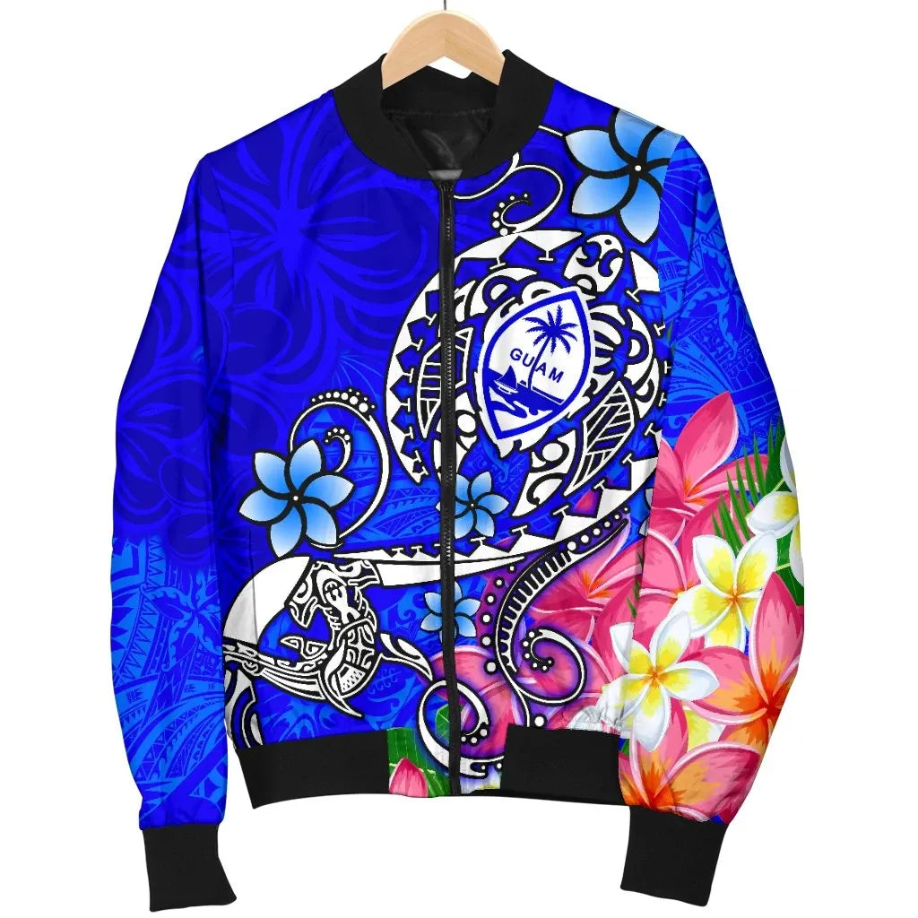 Guam Bomber Jacket - Turtle Plumeria (Blue)