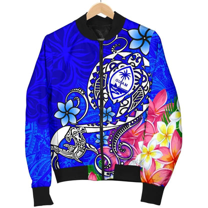 Guam Bomber Jacket - Turtle Plumeria (Blue)