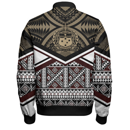 Samoa Bomber Jacket - Samoa Masi Dobby Coat Of Arms Bomber Jacket