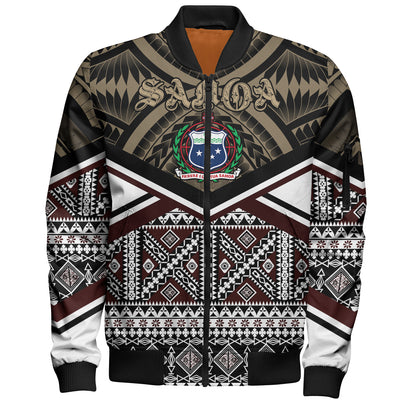 Samoa Bomber Jacket - Samoa Masi Dobby Coat Of Arms Bomber Jacket