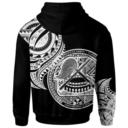 American Samoa Custom Personalised Hoodie - American Samoa Tatau White Patterns