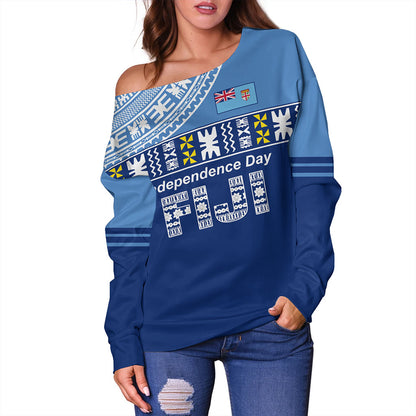 Fiji Off Shoulder Sweatshirt Bula Fijian Independence Day