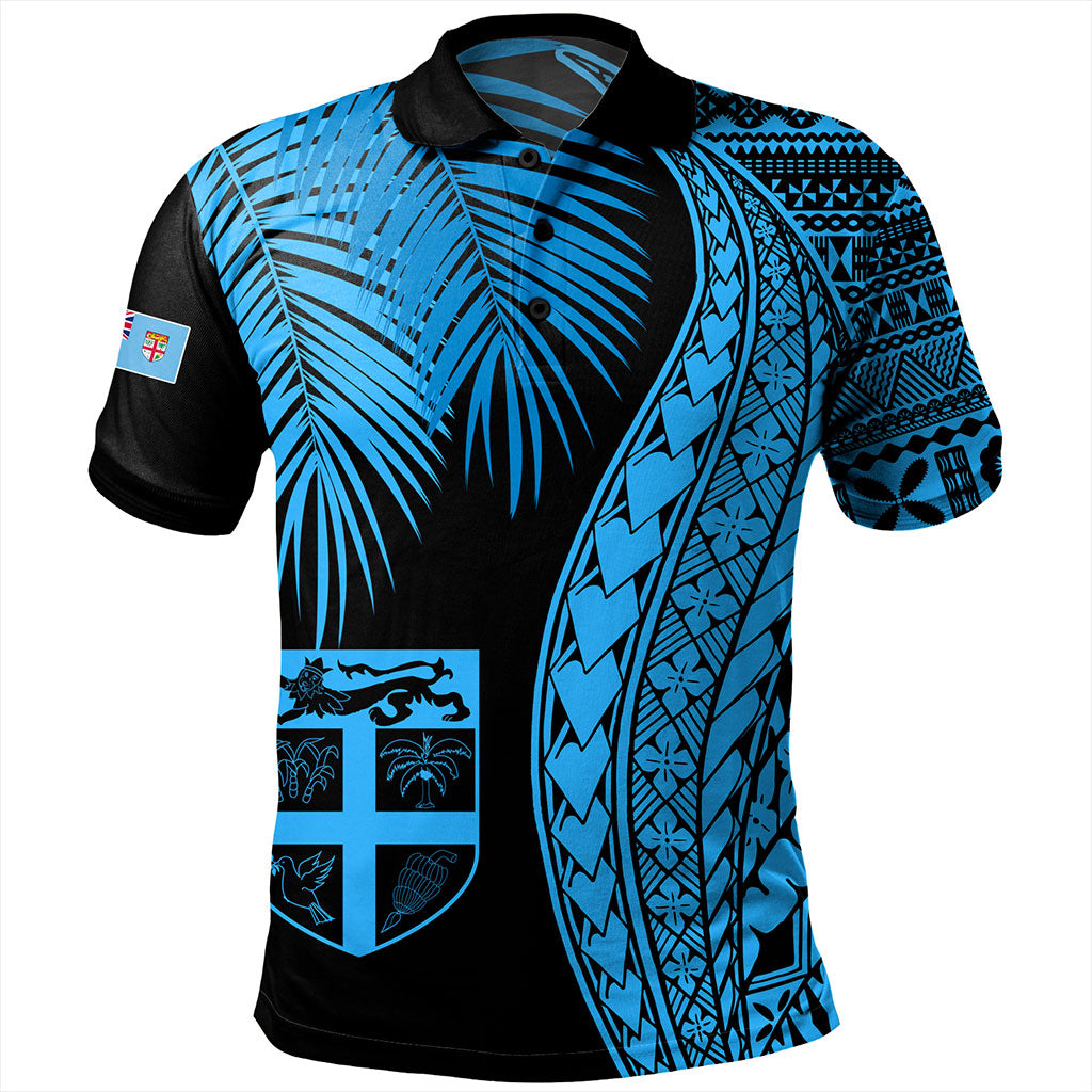 Fiji Polo Shirt Traditional Tattoo Style Leaf