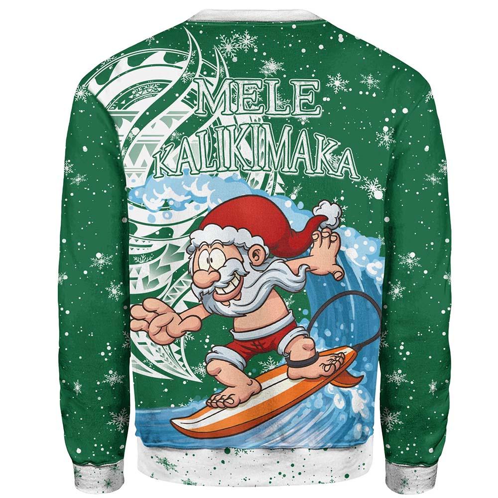 Christmas Sweatshirt 01 - Santa Claus With Surfboard