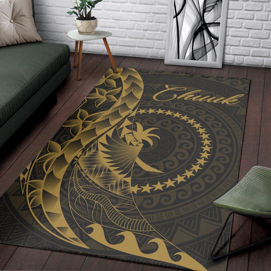 Chuuk Area Rug - Polynesian Pattern Style Gold Color