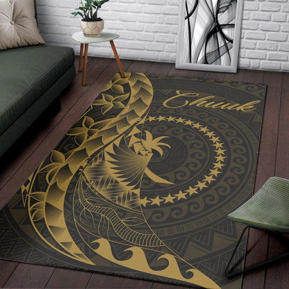 Chuuk Area Rug - Polynesian Pattern Style Gold Color