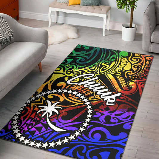 Chuuk Area Rug - Rainbow Polynesian Pattern