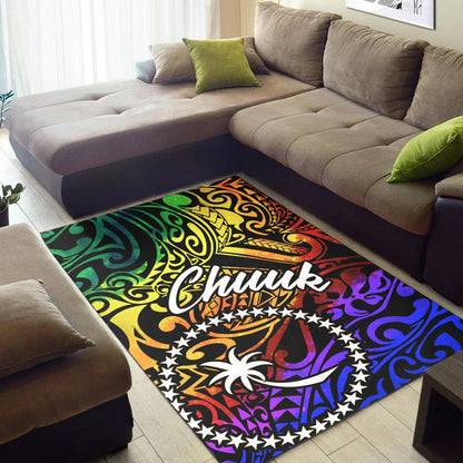 Chuuk Area Rug - Rainbow Polynesian Pattern