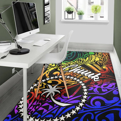 Chuuk Area Rug - Rainbow Polynesian Pattern