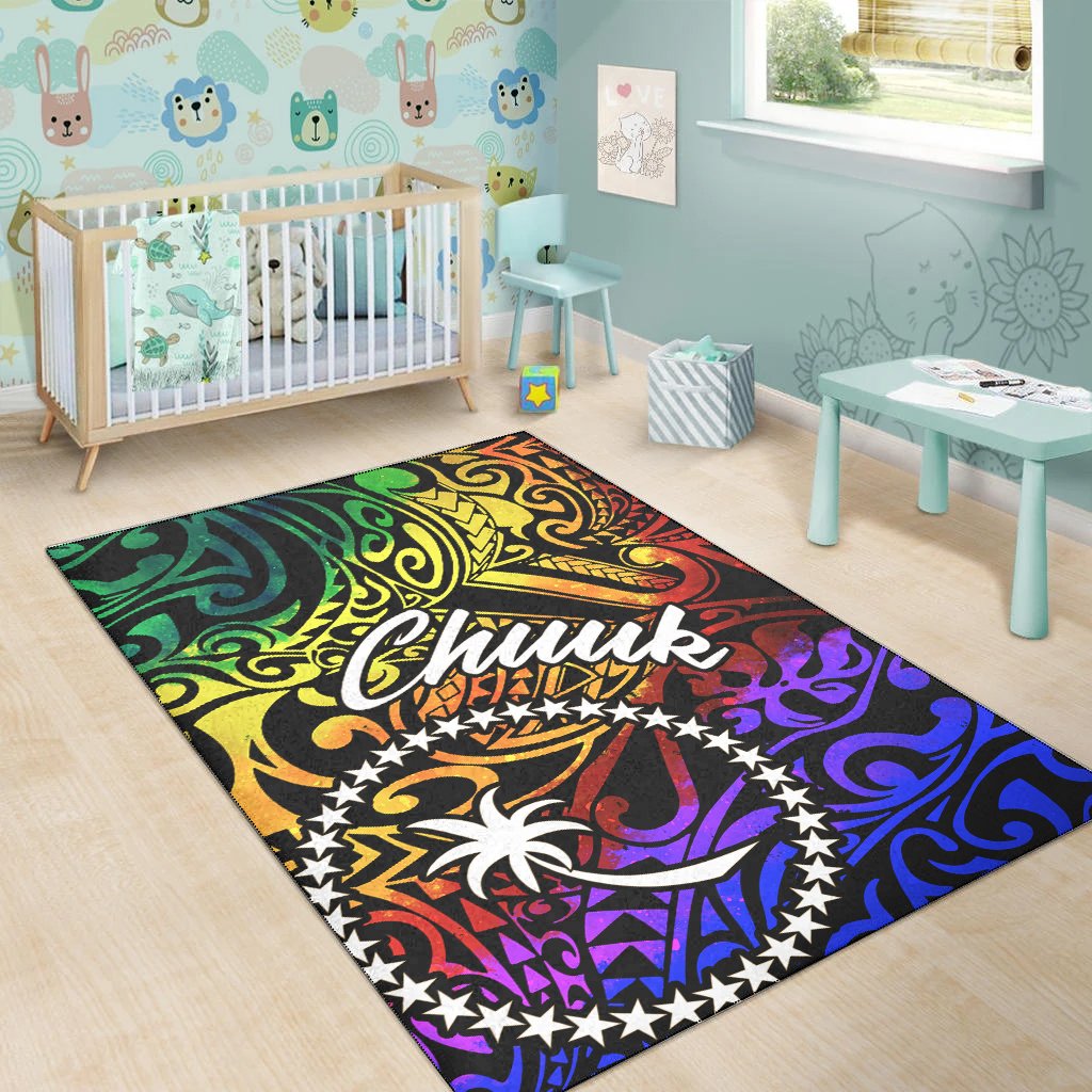 Chuuk Area Rug - Rainbow Polynesian Pattern