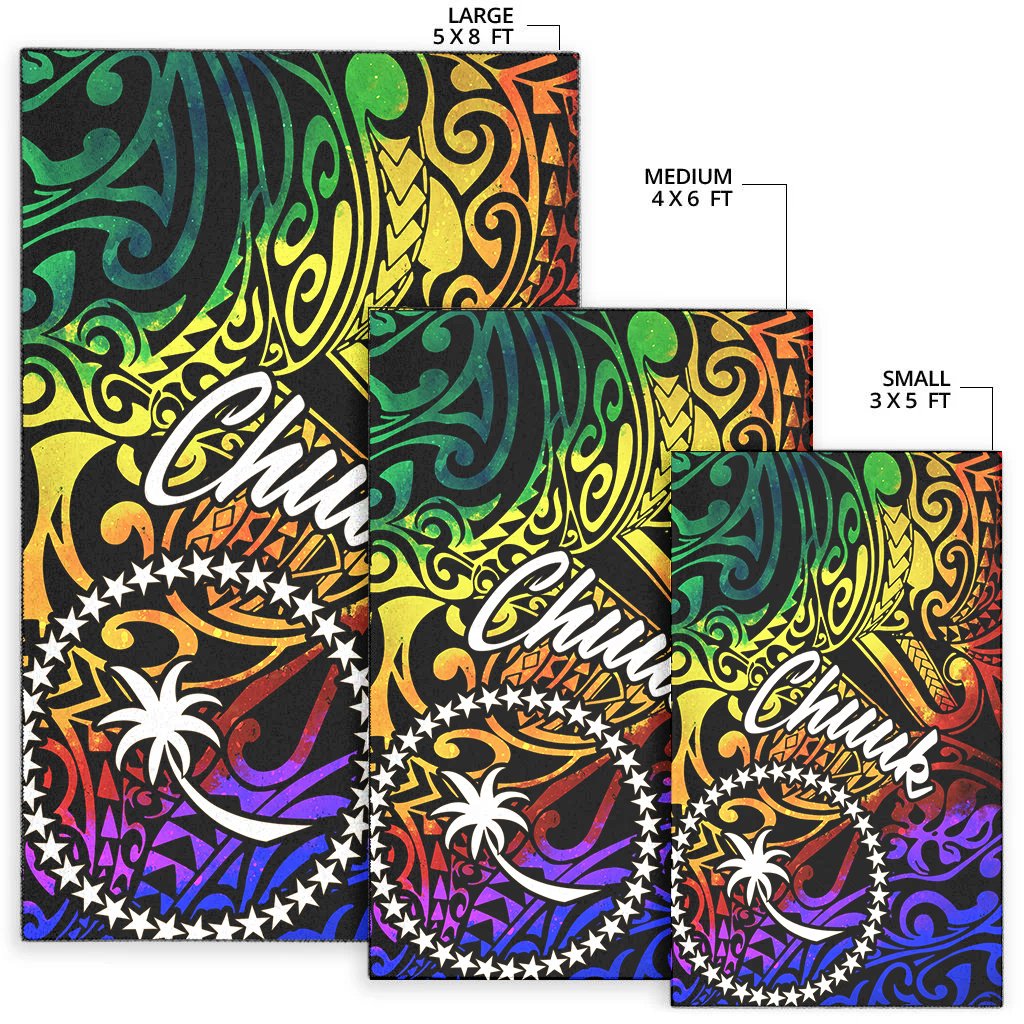 Chuuk Area Rug - Rainbow Polynesian Pattern
