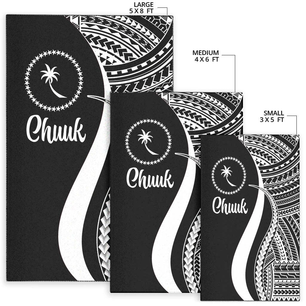 Chuuk Area Rug - White Polynesian Tentacle Tribal Pattern