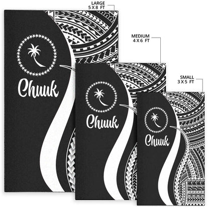 Chuuk Area Rug - White Polynesian Tentacle Tribal Pattern