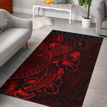 Chuuk Area Rugs Turtle Hibiscus Red
