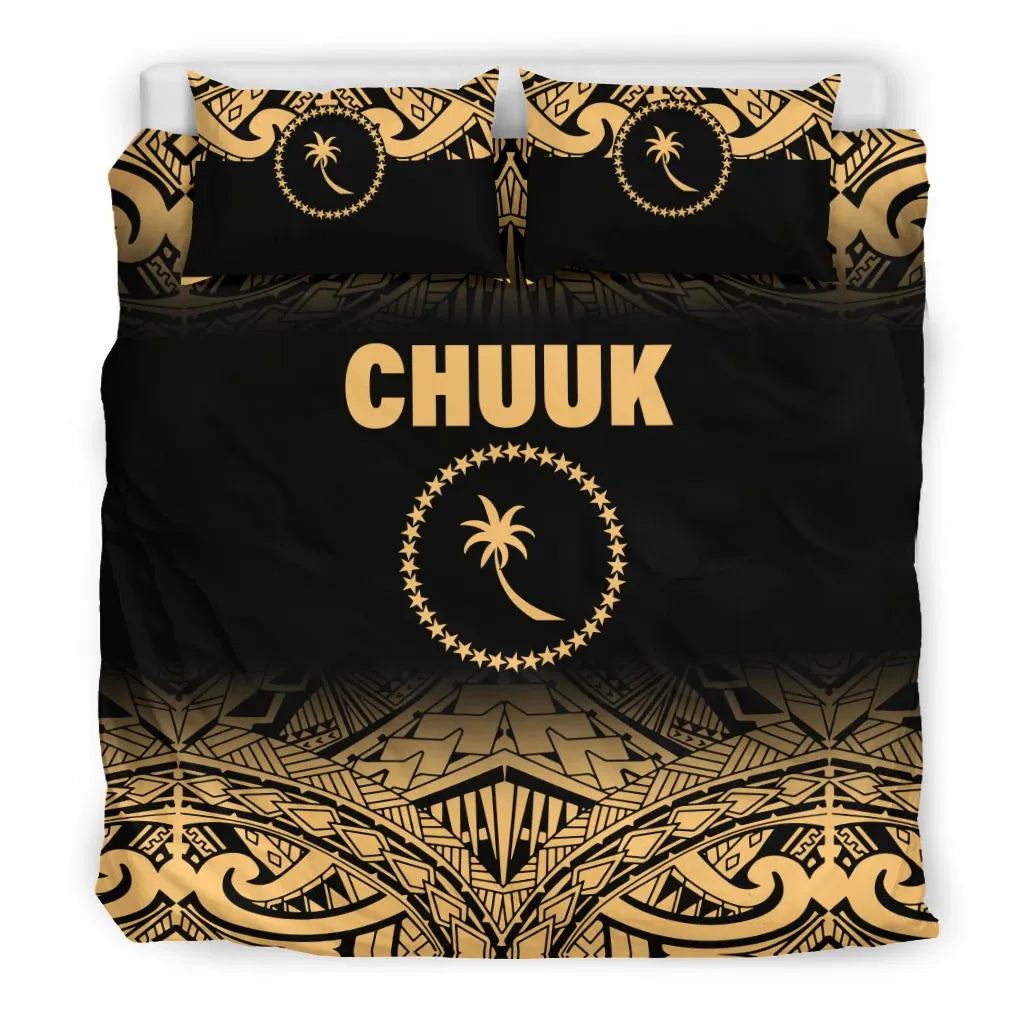 Chuuk Duvet Cover Set - Micronesia Fog Gold Style