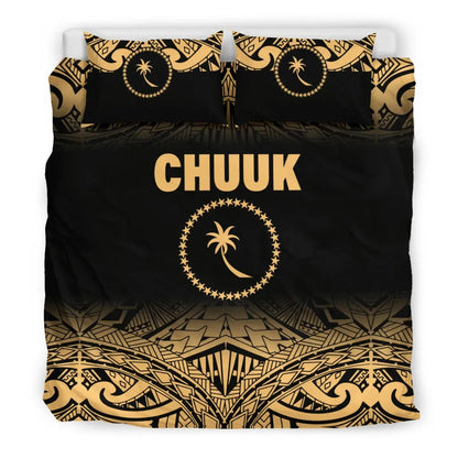 Chuuk Duvet Cover Set - Micronesia Fog Gold Style