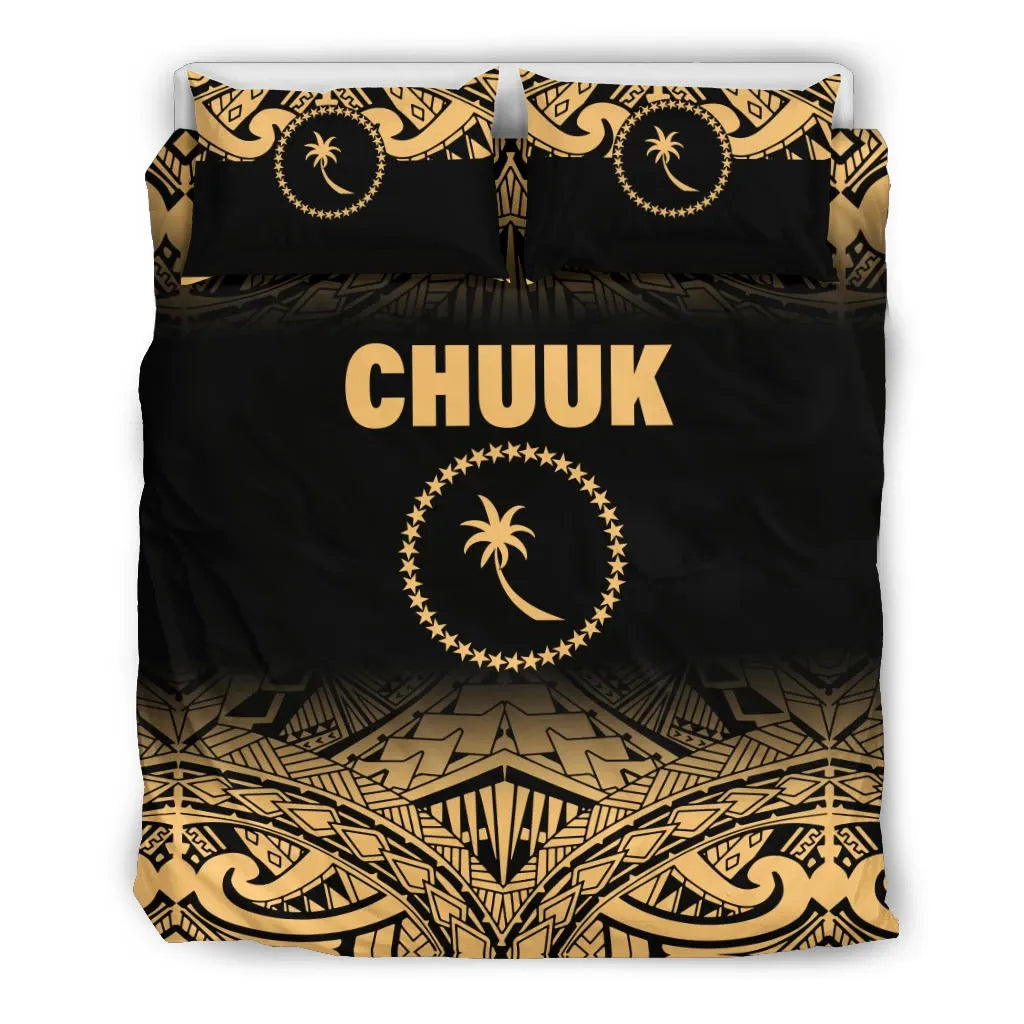 Chuuk Duvet Cover Set - Micronesia Fog Gold Style
