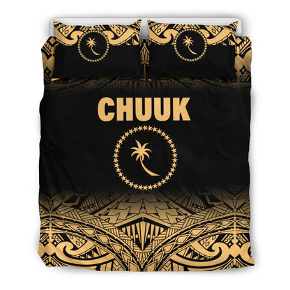 Chuuk Duvet Cover Set - Micronesia Fog Gold Style