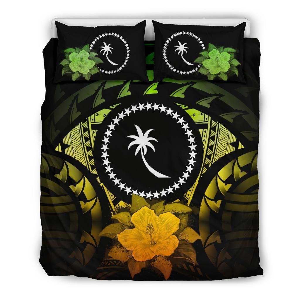 Chuuk Duvet Cover Set - Chuuk Flag & Reggae Hibiscus