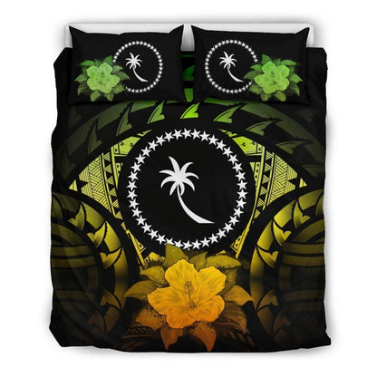 Chuuk Duvet Cover Set - Chuuk Flag & Reggae Hibiscus