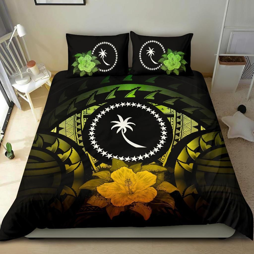 Chuuk Duvet Cover Set - Chuuk Flag & Reggae Hibiscus