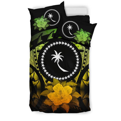 Chuuk Duvet Cover Set - Chuuk Flag & Reggae Hibiscus