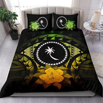Chuuk Duvet Cover Set - Chuuk Flag & Reggae Hibiscus