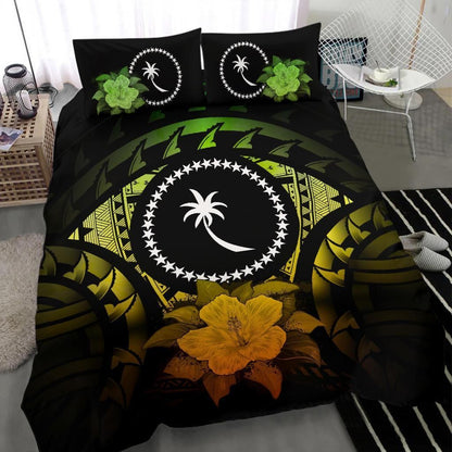 Chuuk Duvet Cover Set - Chuuk Flag & Reggae Hibiscus