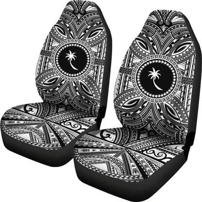 Chuuk Car Seat Cover - Chuuk Coat Of Arms Polynesian White Black