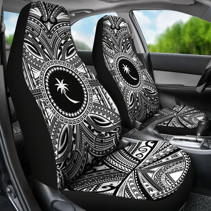 Chuuk Car Seat Cover - Chuuk Coat Of Arms Polynesian White Black