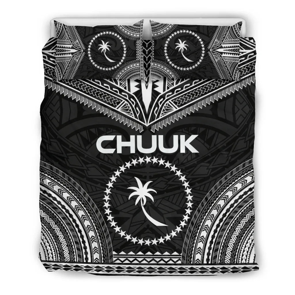 Chuuk Polynesian Chief Duvet Cover Set - Black Version