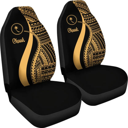 Chuuk Car Seat Covers - Gold Polynesian Tentacle Tribal Pattern