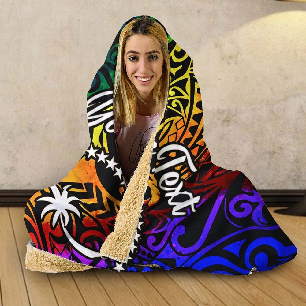 Chuuk Custom Personalised Hooded Blanket - Rainbow Polynesian Pattern