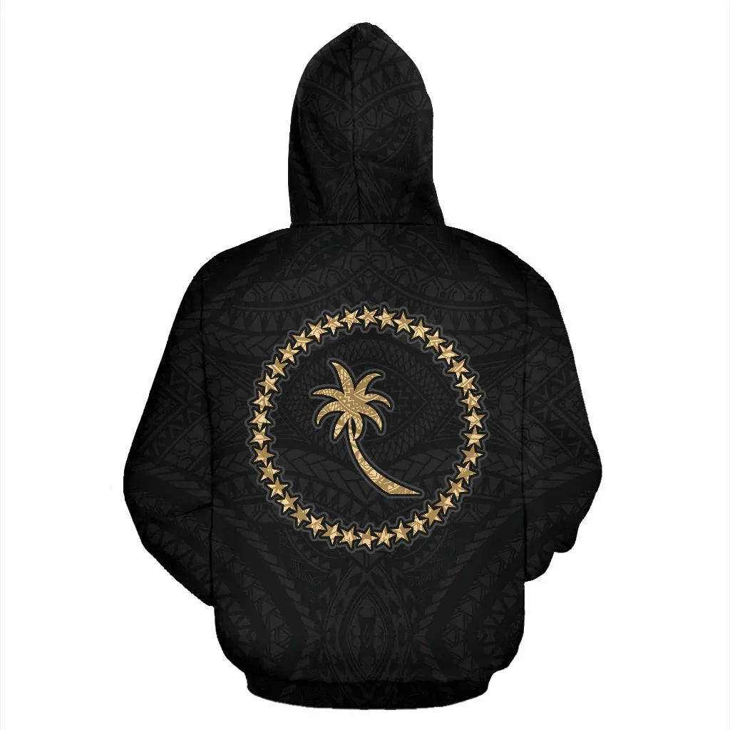 Chuuk Custom Personalised Hoodie - Micronesia Chuukese Warrior Gold