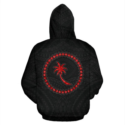 Chuuk Custom Personalised Hoodie - Micronesia Chuukese Warrior Red