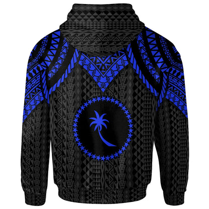 Chuuk Custom Personalised Hoodie - Polynesian Armor Style Blue