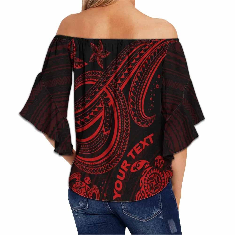Chuuk Custom Personalised Off Shoulder Wrap Waist Top - Red Turtle