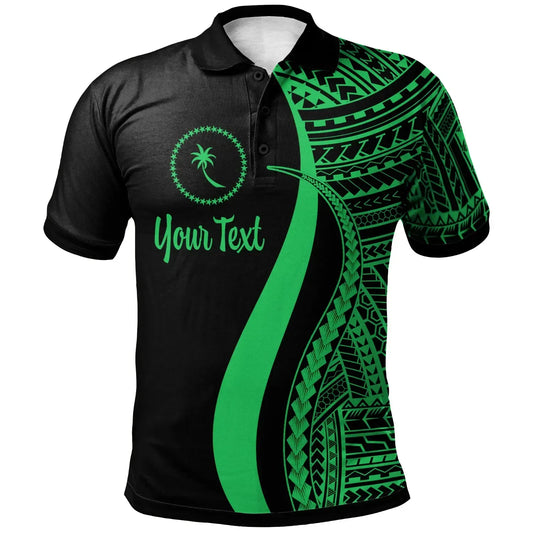 Chuuk Custom Personalised Polo Shirt Green - Polynesian Tentacle Tribal Pattern