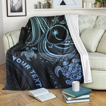 Chuuk Custom Personalised Premium Blanket- Blue Turtle