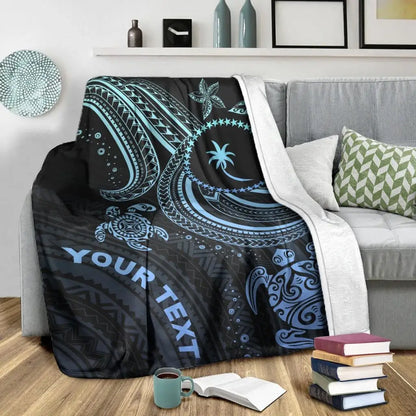 Chuuk Custom Personalised Premium Blanket- Blue Turtle
