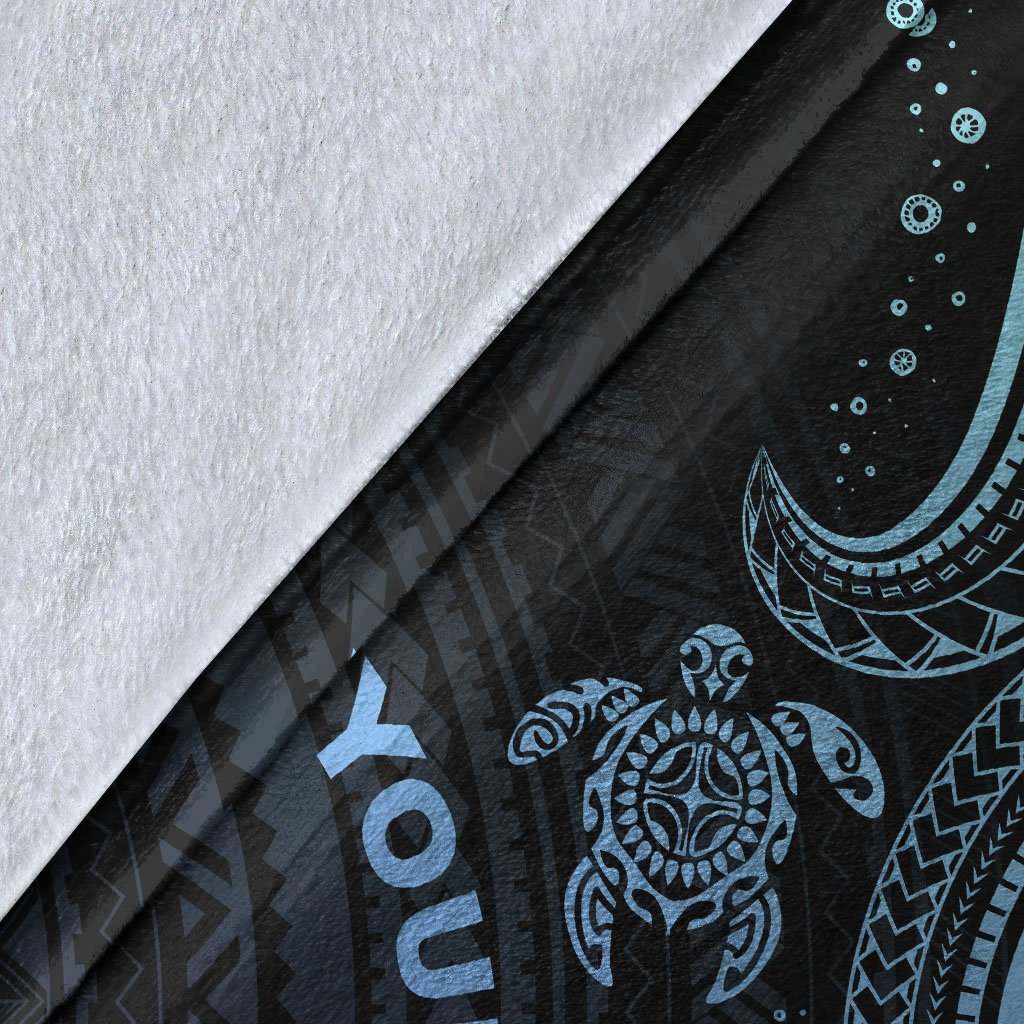 Chuuk Custom Personalised Premium Blanket- Blue Turtle