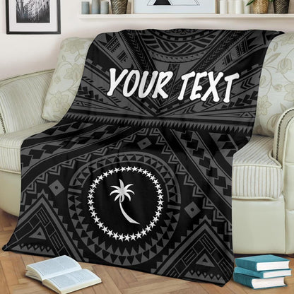 Chuuk Custom Personalised Premium Blanket - Chuuk Seal With Polynesian Tattoo Style (Black)