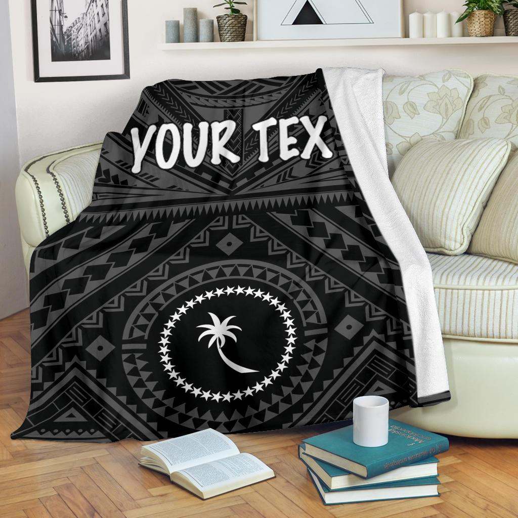 Chuuk Custom Personalised Premium Blanket - Chuuk Seal With Polynesian Tattoo Style (Black)
