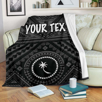 Chuuk Custom Personalised Premium Blanket - Chuuk Seal With Polynesian Tattoo Style (Black)