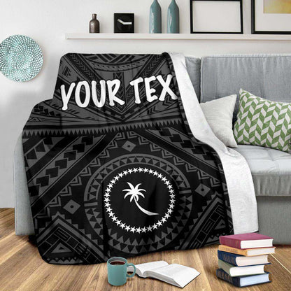 Chuuk Custom Personalised Premium Blanket - Chuuk Seal With Polynesian Tattoo Style (Black)