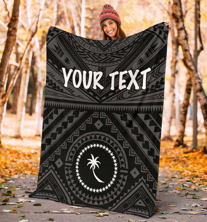 Chuuk Custom Personalised Premium Blanket - Chuuk Seal With Polynesian Tattoo Style (Black)