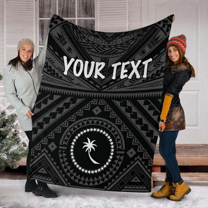 Chuuk Custom Personalised Premium Blanket - Chuuk Seal With Polynesian Tattoo Style (Black)