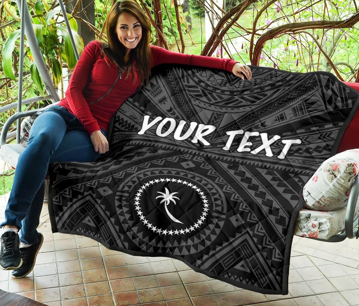 Chuuk Custom Personalised Premium Quilt - Chuuk Seal With Polynesian Tattoo Style ( Black)