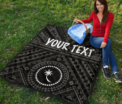 Chuuk Custom Personalised Premium Quilt - Chuuk Seal With Polynesian Tattoo Style ( Black)