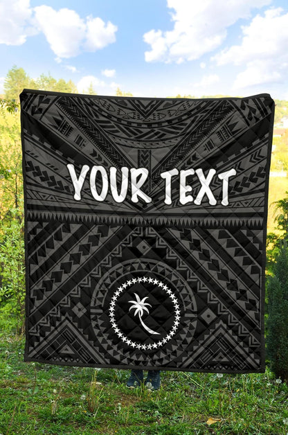 Chuuk Custom Personalised Premium Quilt - Chuuk Seal With Polynesian Tattoo Style ( Black)